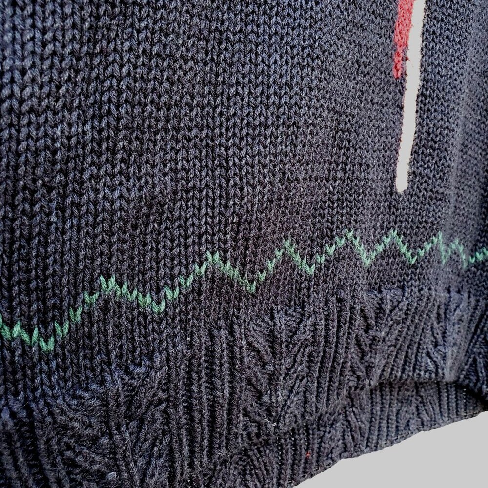 80s Sweater Plus Size Black Knit Parrot Tarazzia Cotton Volup Vintage Hong Kong - Picture 7 of 15